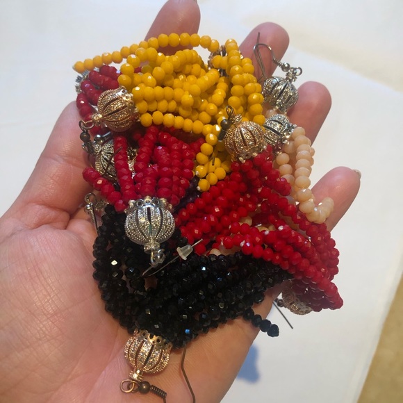 Yellow/Antique Rose Gold Crystal Tassel Ear… - Picture 14 of 16